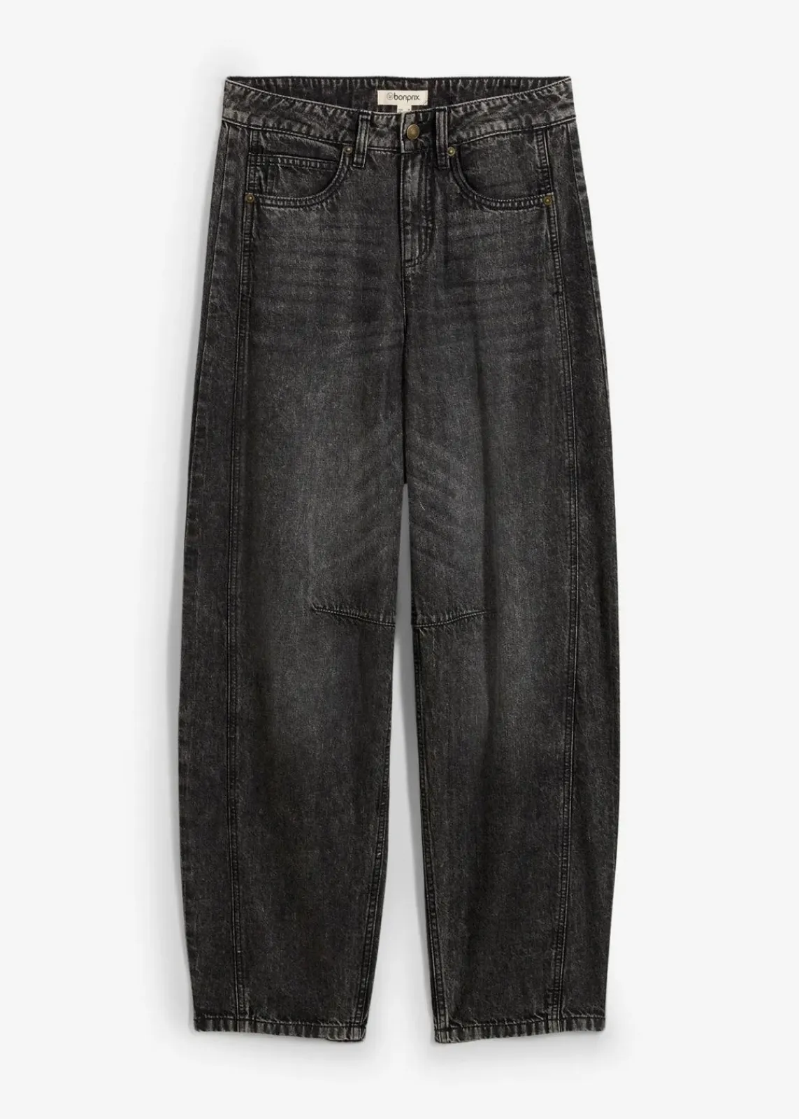 bonprix Bekleidung·Shirts & Tops|Jeans^Balloon-Jeans Mid Waist, Super Soft grau denim used
