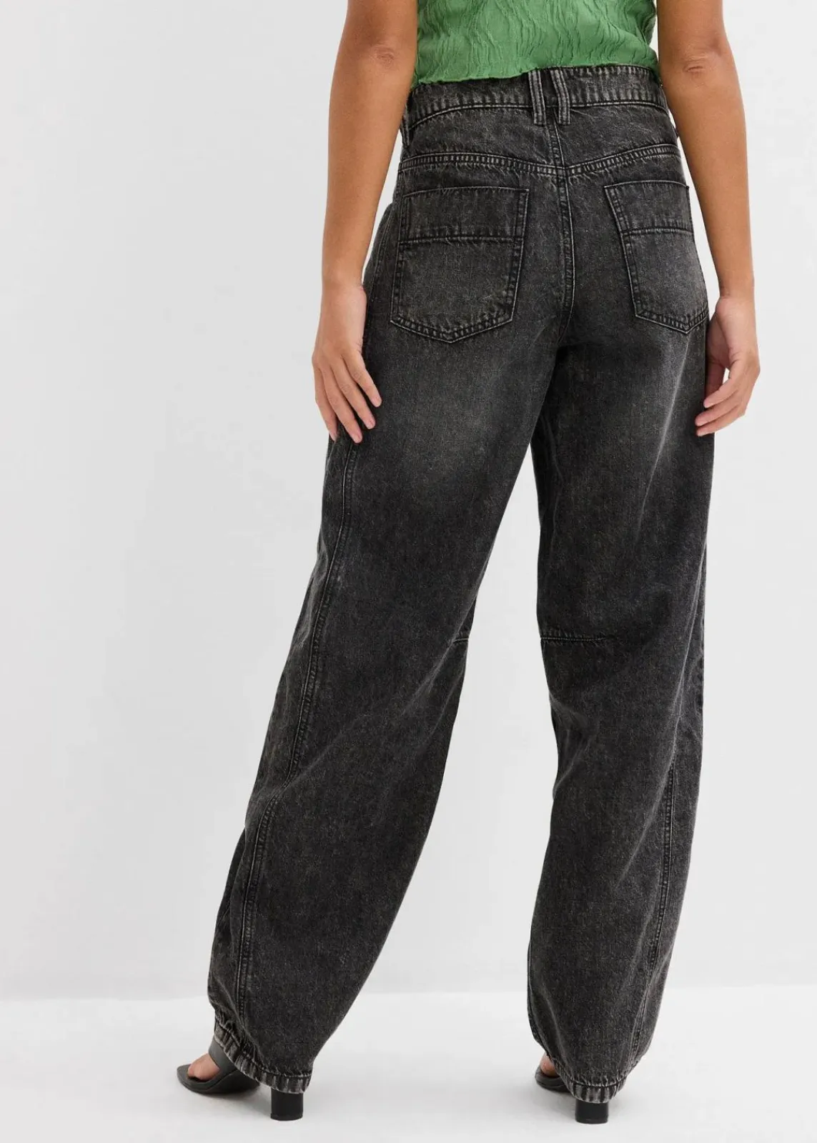bonprix Bekleidung·Shirts & Tops|Jeans^Balloon-Jeans Mid Waist, Super Soft grau denim used