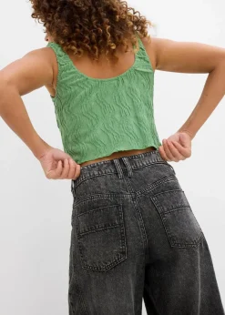bonprix Bekleidung·Shirts & Tops|Jeans^Balloon-Jeans Mid Waist, Super Soft grau denim used