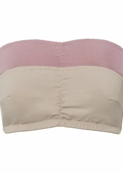 bonprix Wäsche·Basics|Wäsche·Baumwollunterwäsche^Bandeau BH (Cup A und B) mit Bio-Baumwolle (2er Pack) kreidebeige + rosenholz