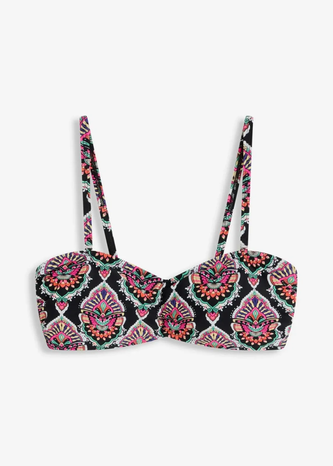 bonprix Nachhaltigere Materialien|Mix & Match^Bandeau Bikini Oberteil schwarz/bunt graphisch