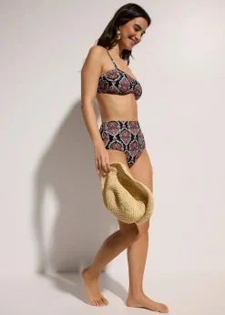 bonprix Nachhaltigere Materialien|Mix & Match^Bandeau Bikini Oberteil schwarz/bunt graphisch