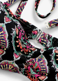 bonprix Nachhaltigere Materialien|Mix & Match^Bandeau Bikini Oberteil schwarz/bunt graphisch