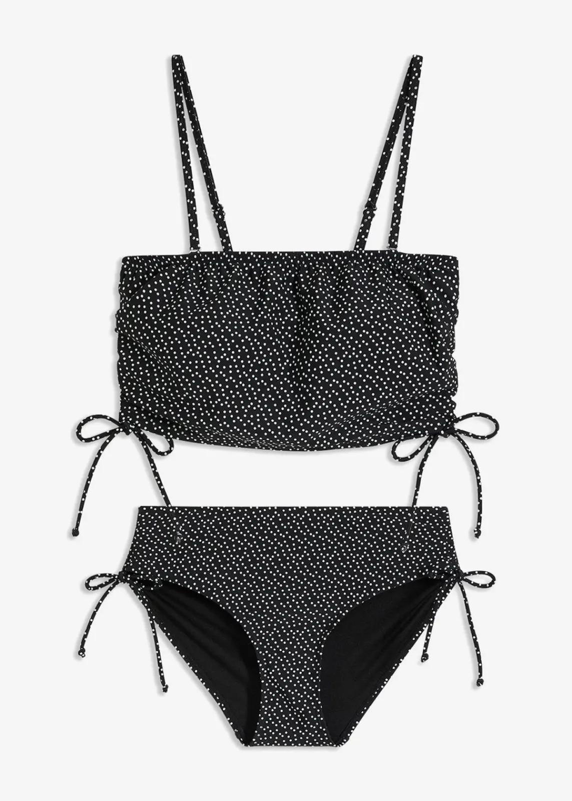 bonprix Nachhaltigere Materialien|Bikinis^Bandeau Bikini (2-tlg.Set) schwarz/weiß gepunktet