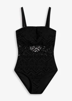 bonprix Nachhaltigere Materialien|Badeanzüge^Bandeau-Badeanzug mit Spitze schwarz