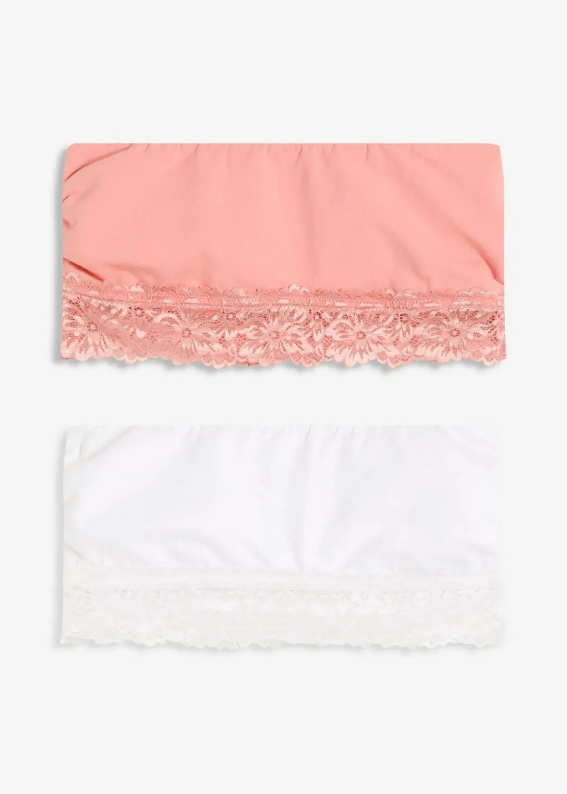 bonprix Wäsche·Basics|Wäsche·Baumwollunterwäsche^Bandeau-BH mit Bio-Baumwolle (2er Pack) weiß + antikrosa