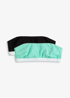 bonprix Nachhaltigere Materialien|Bhs^Bandeau-BH mit Bio-Baumwolle (2er Pack) mentholblau + schwarz