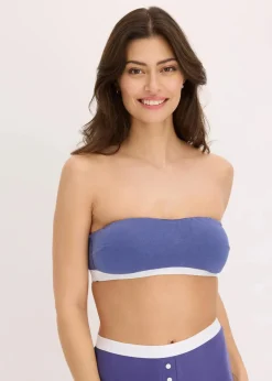 bonprix Wäsche·Baumwollunterwäsche|Nachhaltigere Materialien^Bandeau-BH mit Bio-Baumwolle (2er Pack) dunkelpazifik + weiß
