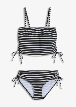 bonprix Nachhaltigere Materialien|Bademode·Bikinis^Bandeau-Bikini mit abnehmbaren Trägern (2-tlg.Set) schwarz/weiß gestreift