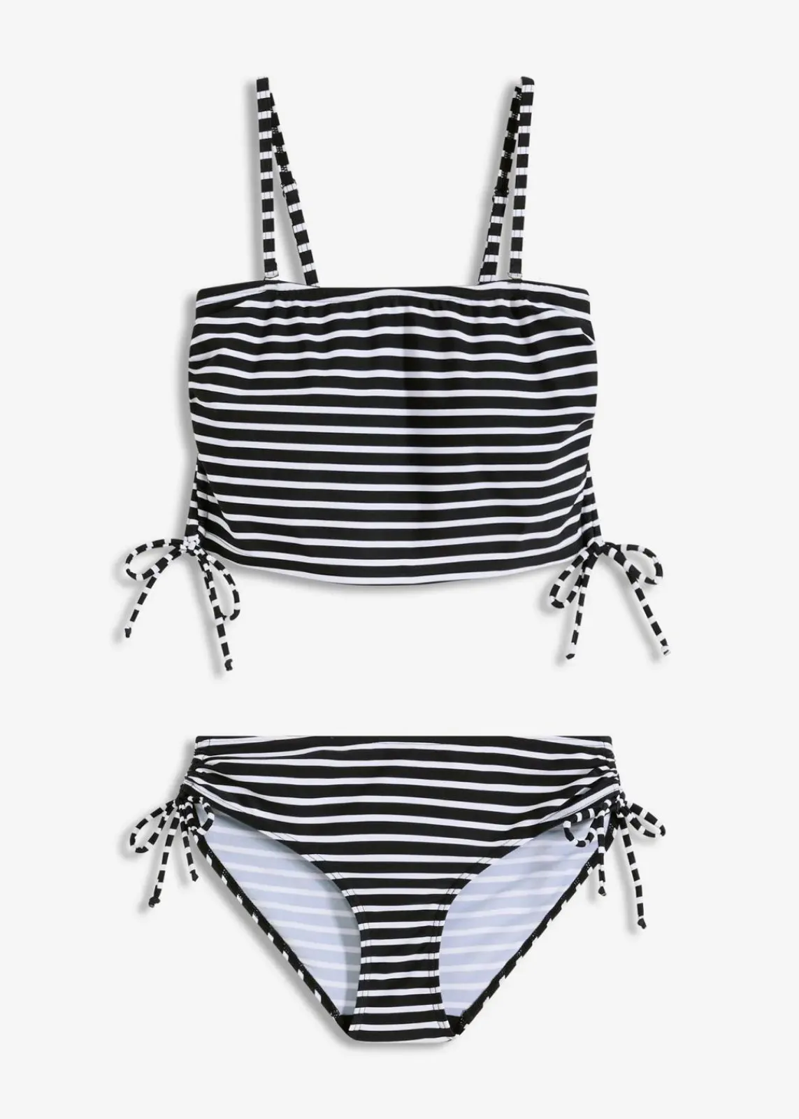 bonprix Nachhaltigere Materialien|Bademode·Bikinis^Bandeau-Bikini mit abnehmbaren Trägern (2-tlg.Set) schwarz/weiß gestreift