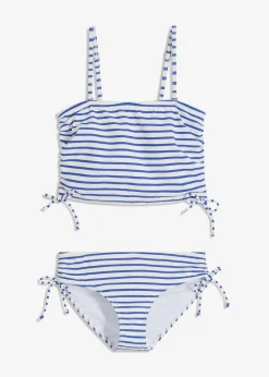 bonprix Nachhaltigere Materialien|Bikinis^Bandeau-Bikini mit abnehmbaren Trägern (2-tlg.Set) weiß/blau gestreift