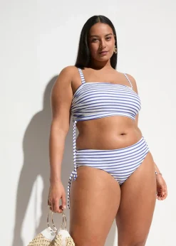 bonprix Nachhaltigere Materialien|Bikinis^Bandeau-Bikini mit abnehmbaren Trägern (2-tlg.Set) weiß/blau gestreift