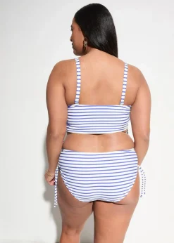 bonprix Nachhaltigere Materialien|Bikinis^Bandeau-Bikini mit abnehmbaren Trägern (2-tlg.Set) weiß/blau gestreift