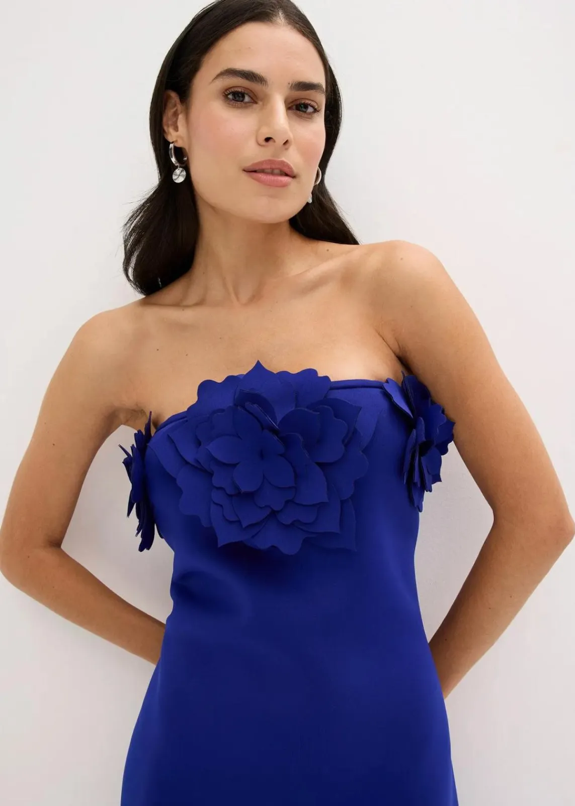 bonprix Festliche Mode|Kleider^Bandeau-Kleid aus fester Scuba-Qualität blau