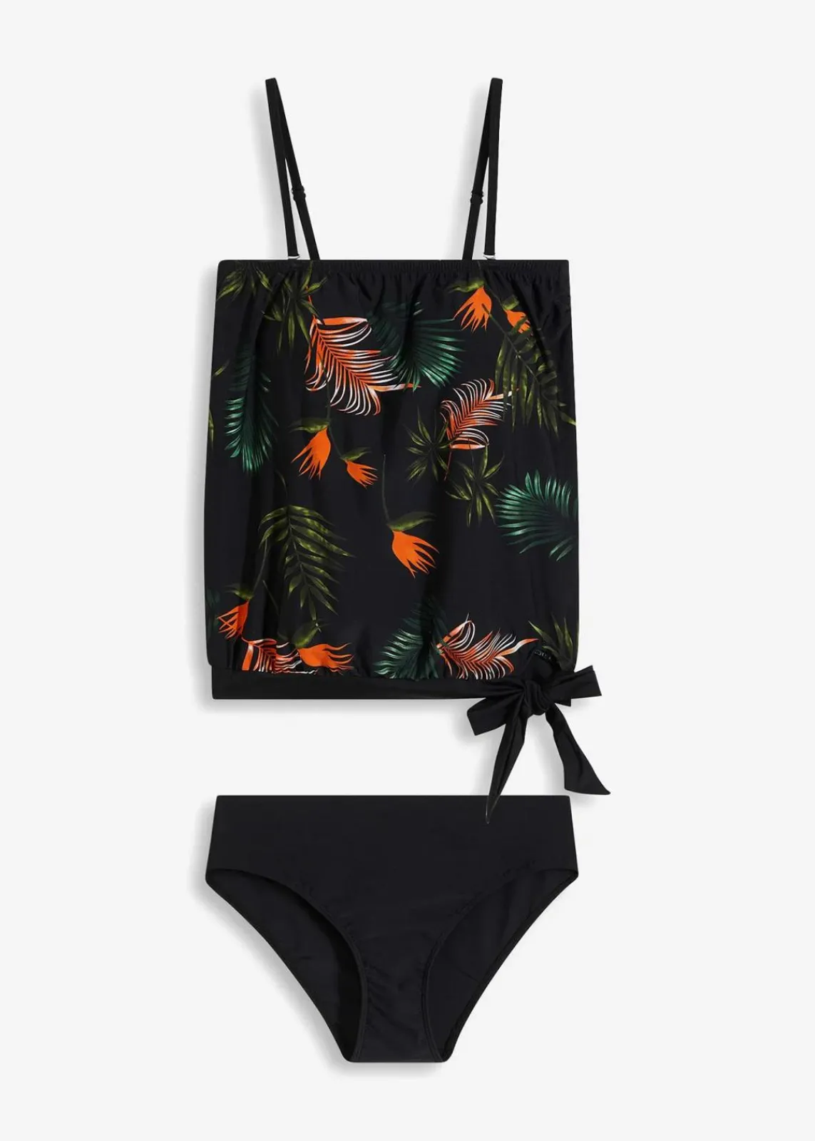 bonprix Nachhaltigere Materialien|Tankinis^Bandeau-Tankini (2-tlg.Set) mit Multiway-Träger schwarz/grün geblümt