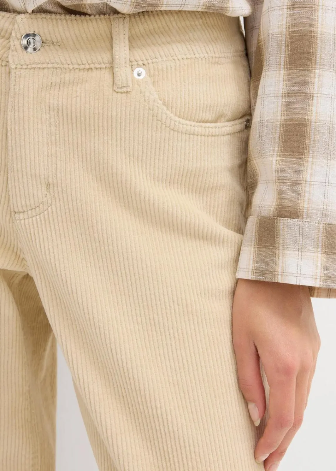 bonprix Bekleidung·Kleider|Hosen^Barrel-Cordhose Mid Waist hellsand