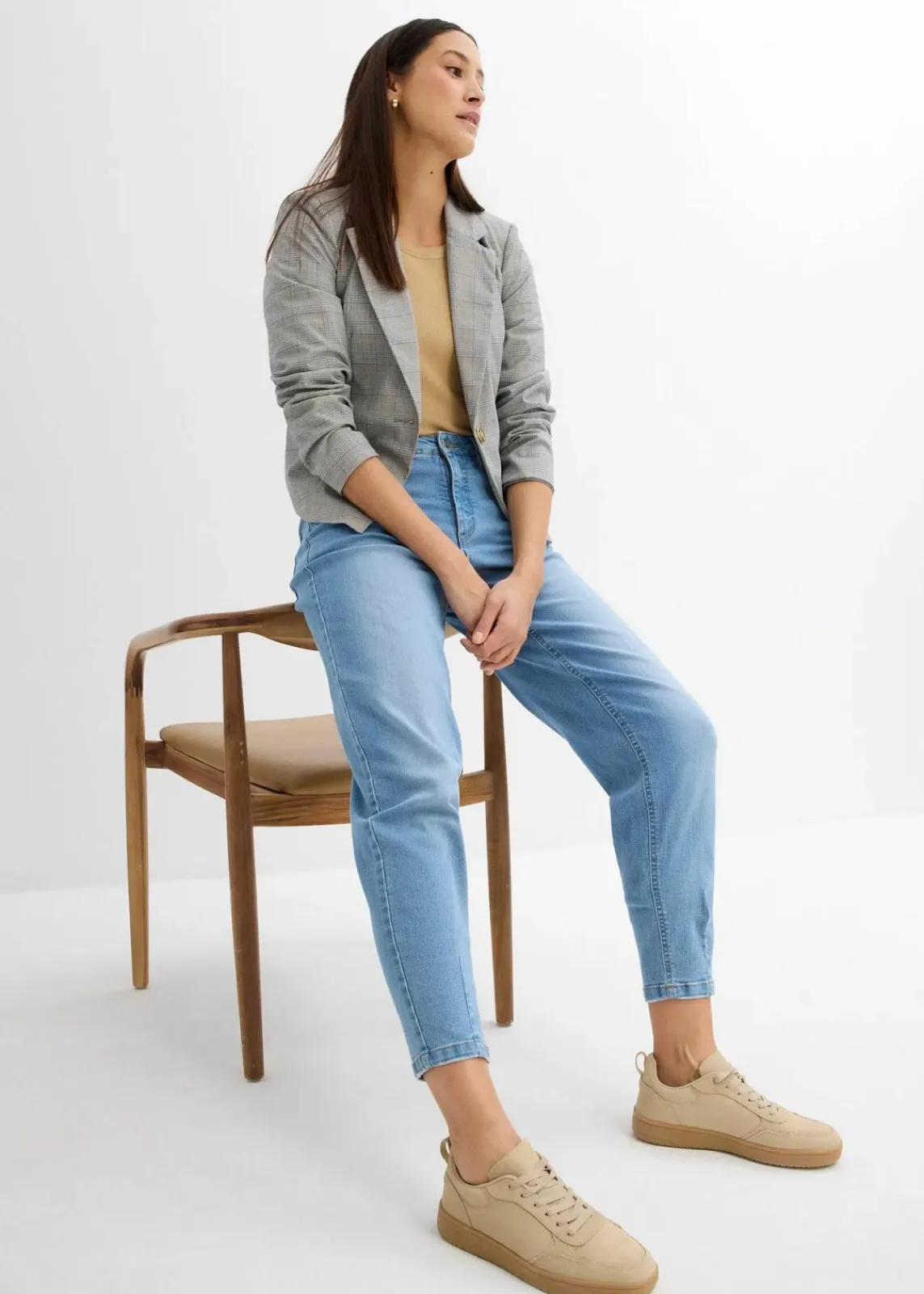 bonprix Bekleidung·Shirts & Tops|Jeans^Barrel-Jeans hellblau denim used