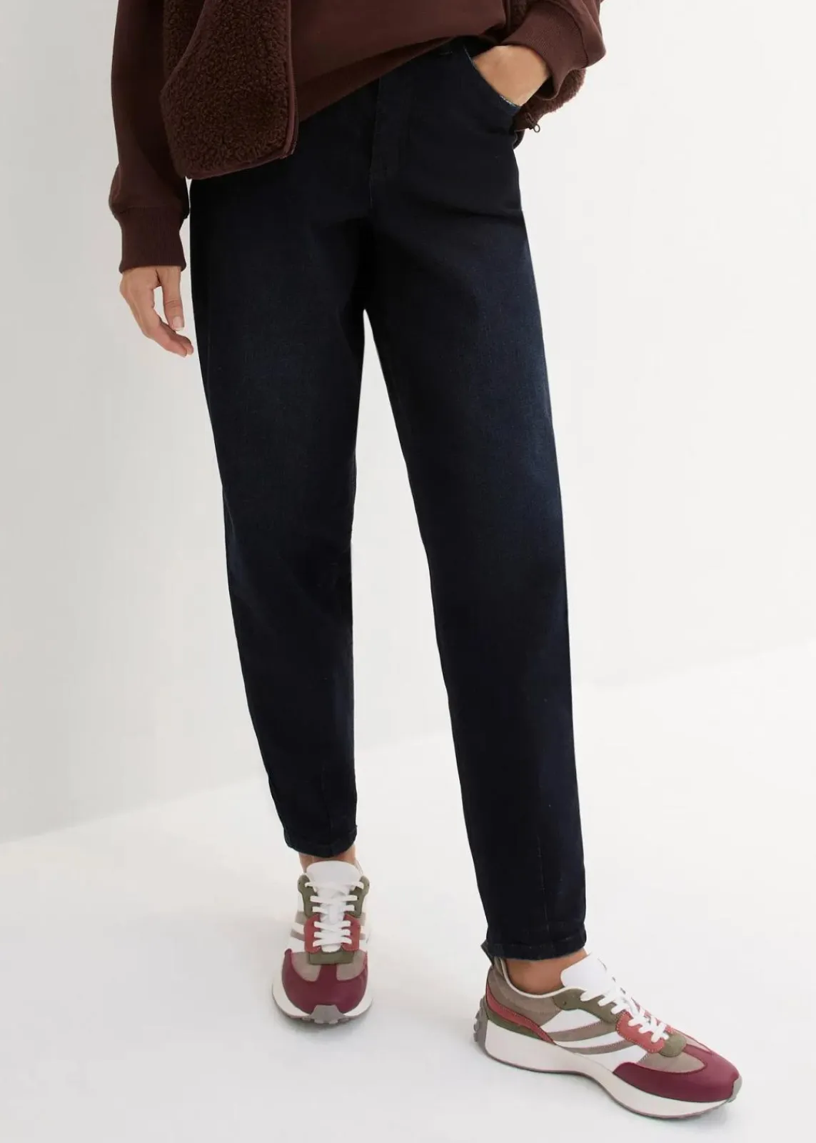 bonprix Bekleidung·Shirts & Tops|Jeans^Barrel-Jeans High Waist, Bequembund dunkelblau denim