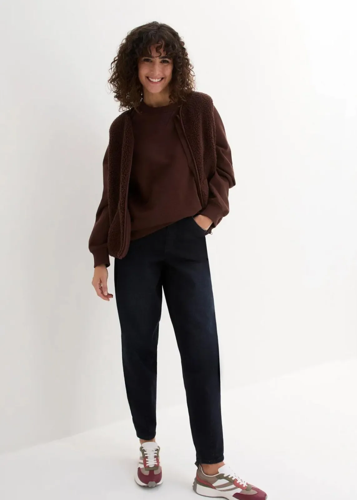 bonprix Bekleidung·Shirts & Tops|Jeans^Barrel-Jeans High Waist, Bequembund dunkelblau denim