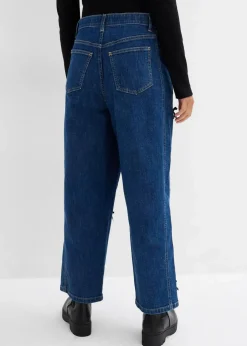 bonprix Bekleidung·Shirts & Tops|Jeans^Barrel-Jeans High Waist, Bequembund blau denim used