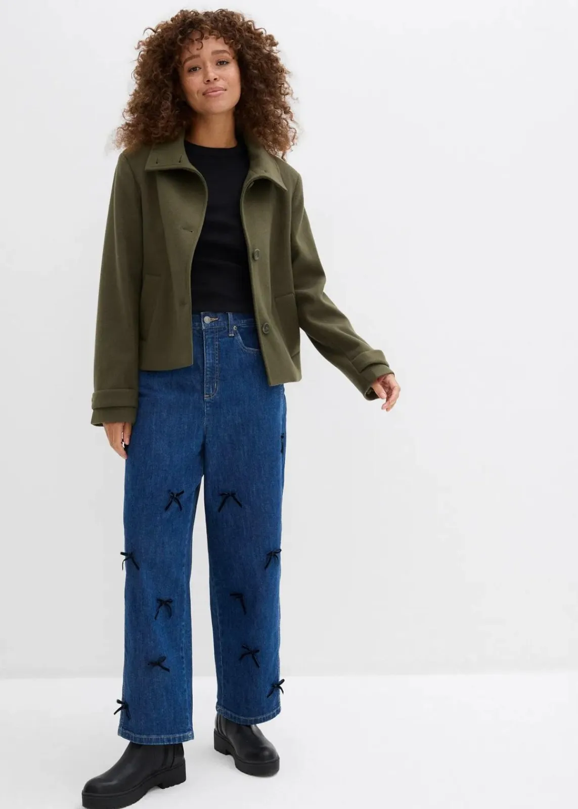 bonprix Bekleidung·Shirts & Tops|Jeans^Barrel-Jeans High Waist, Bequembund blau denim used