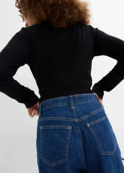 bonprix Bekleidung·Shirts & Tops|Jeans^Barrel-Jeans High Waist, Bequembund blau denim used