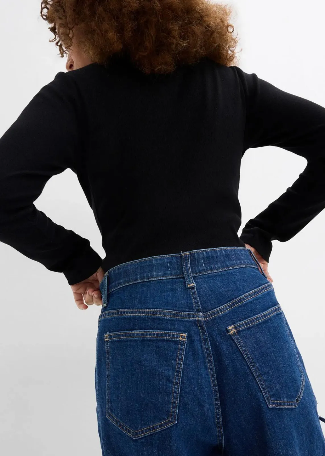 bonprix Bekleidung·Shirts & Tops|Jeans^Barrel-Jeans High Waist, Bequembund blau denim used