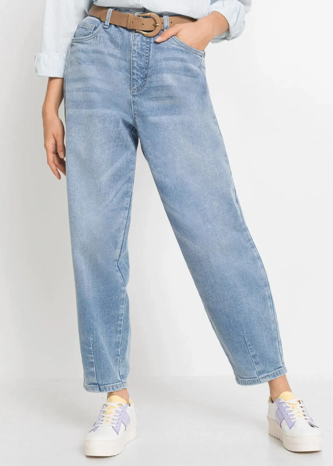 bonprix Jeans|Bekleidung·Shirts & Tops^Barrel-Jeans, High Waist, Bio-Baumwolle hellblau denim