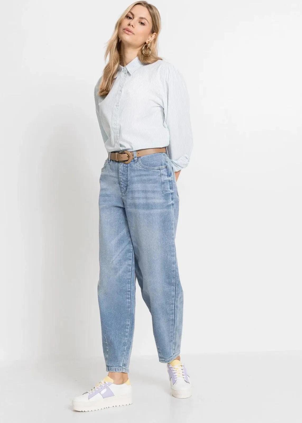 bonprix Jeans|Bekleidung·Shirts & Tops^Barrel-Jeans, High Waist, Bio-Baumwolle hellblau denim