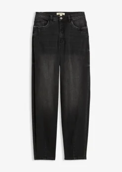bonprix Bekleidung·Shirts & Tops|Jeans^Barrel-Jeans, High Waist, Bio-Baumwolle schwarz denim used