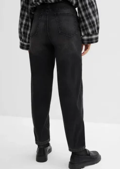 bonprix Bekleidung·Shirts & Tops|Jeans^Barrel-Jeans, High Waist, Bio-Baumwolle schwarz denim used
