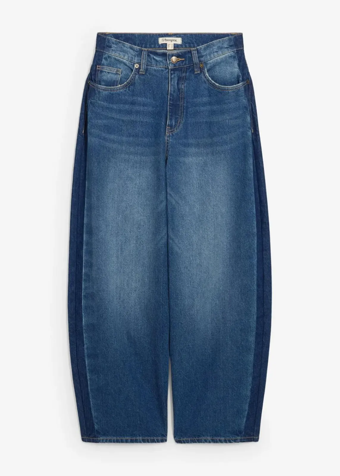 bonprix Bekleidung·Shirts & Tops|Jeans^Barrel-Jeans High Waist, cropped blau denim used