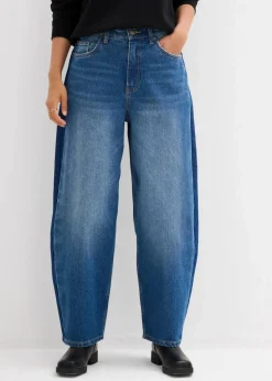 bonprix Bekleidung·Shirts & Tops|Jeans^Barrel-Jeans High Waist, cropped blau denim used