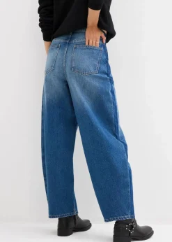 bonprix Bekleidung·Shirts & Tops|Jeans^Barrel-Jeans High Waist, cropped blau denim used