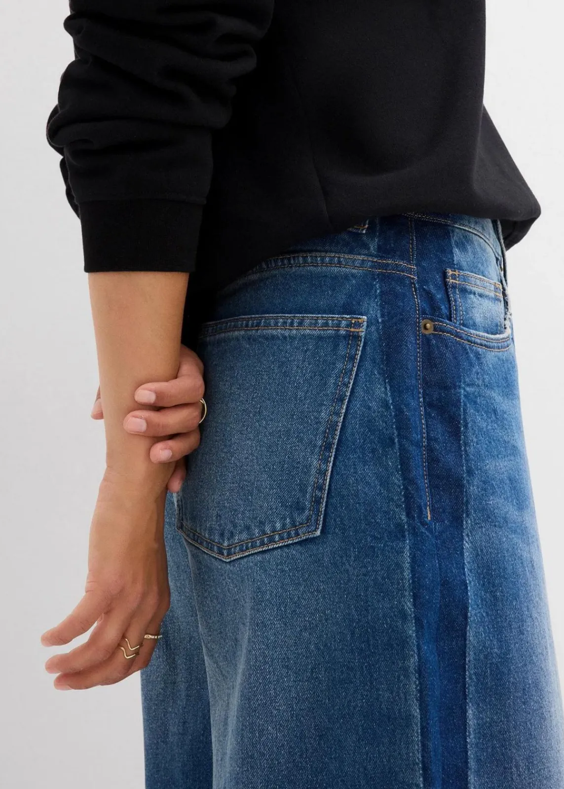 bonprix Bekleidung·Shirts & Tops|Jeans^Barrel-Jeans High Waist, cropped blau denim used