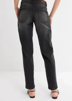 bonprix Jeans|Bekleidung·Shirts & Tops^Barrel-Jeans Mid Waist schwarz denim used