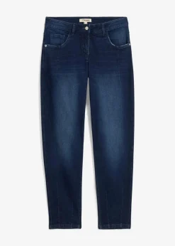 bonprix Bekleidung·Shirts & Tops|Jeans^Barrel-Jeans Mid Waist blau denim used