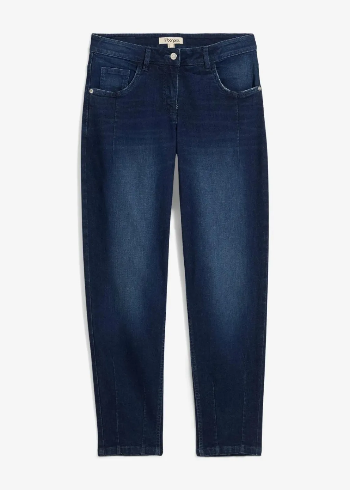bonprix Bekleidung·Shirts & Tops|Jeans^Barrel-Jeans Mid Waist blau denim used