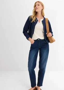 bonprix Bekleidung·Shirts & Tops|Jeans^Barrel-Jeans Mid Waist blau denim used