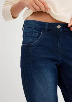bonprix Bekleidung·Shirts & Tops|Jeans^Barrel-Jeans Mid Waist blau denim used