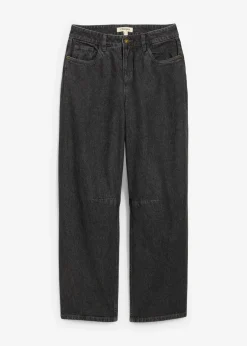 bonprix Jeans|Bekleidung·Shirts & Tops^Barrel-Jeans Mid Waist dunkelgrau denim used