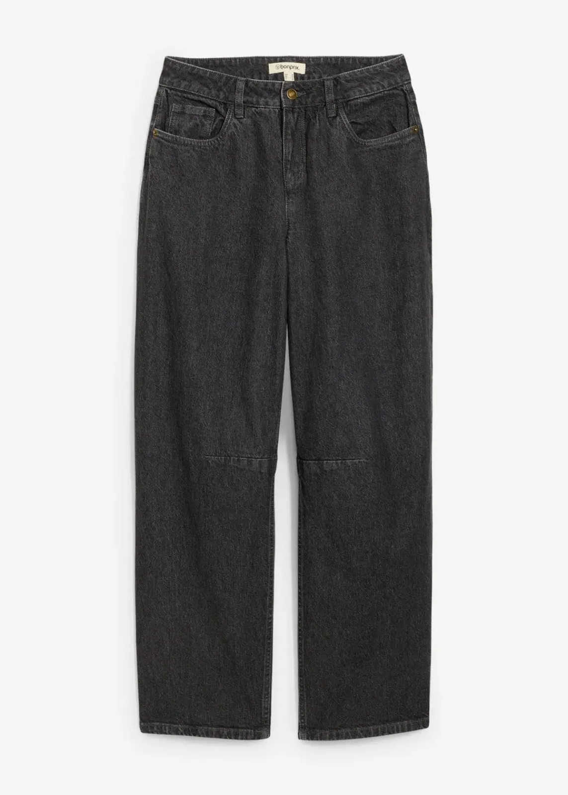 bonprix Jeans|Bekleidung·Shirts & Tops^Barrel-Jeans Mid Waist dunkelgrau denim used