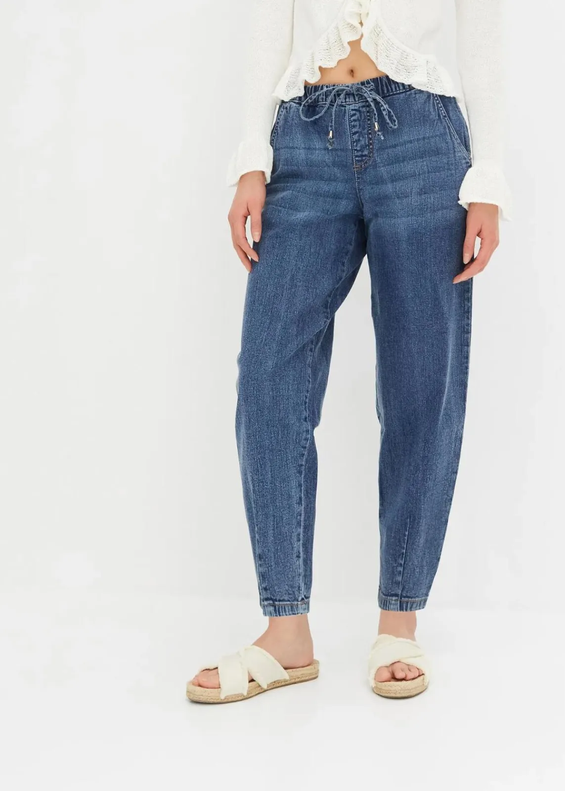 bonprix Jeans|Bekleidung·Shirts & Tops^Barrel-Jeans, Mid Waist, Bequembund blau denim