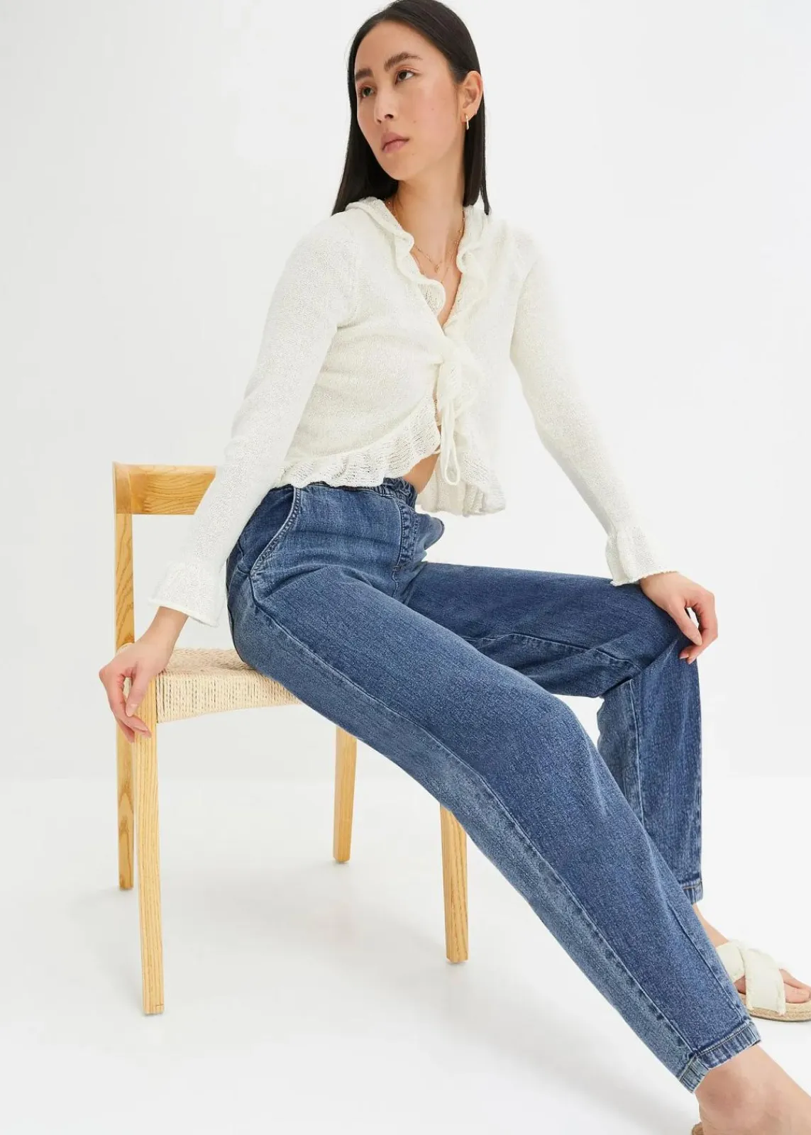 bonprix Jeans|Bekleidung·Shirts & Tops^Barrel-Jeans, Mid Waist, Bequembund blau denim