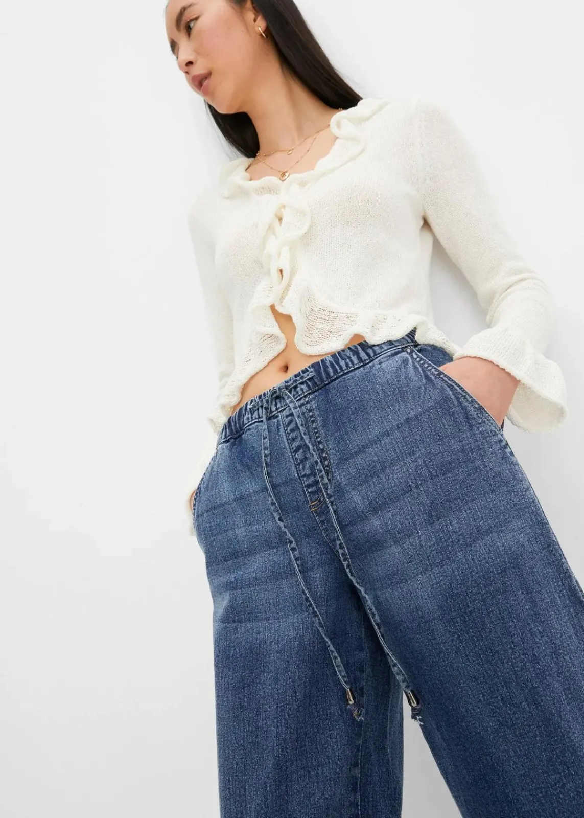 bonprix Jeans|Bekleidung·Shirts & Tops^Barrel-Jeans, Mid Waist, Bequembund blau denim
