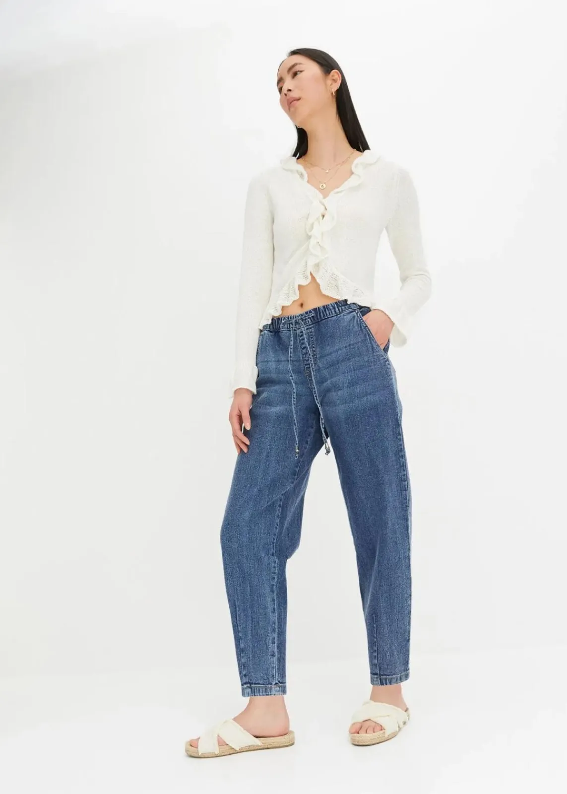 bonprix Jeans|Bekleidung·Shirts & Tops^Barrel-Jeans, Mid Waist, Bequembund blau denim