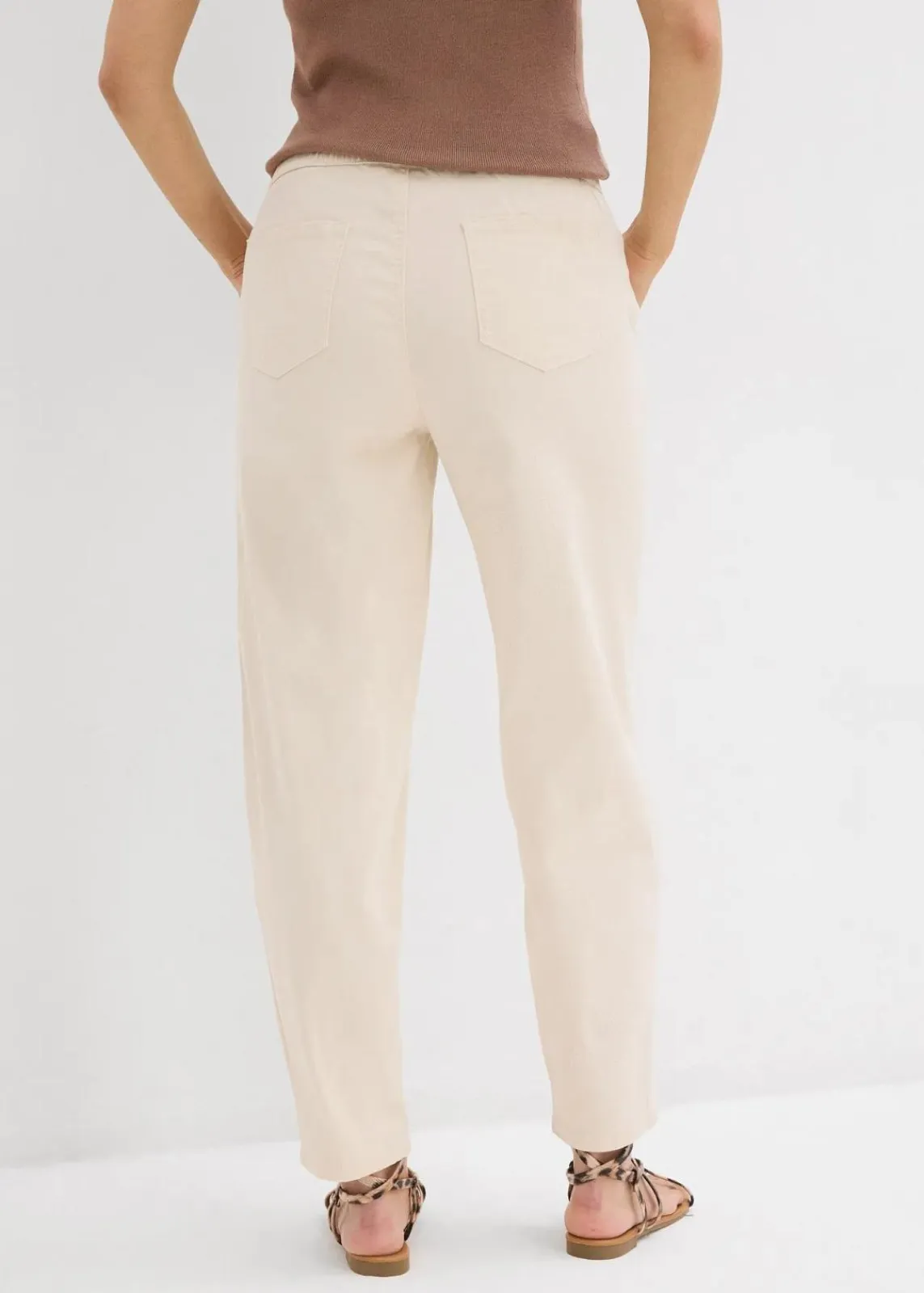 bonprix Jeans|Bekleidung·Shirts & Tops^Barrel-Jeans, Mid Waist, Bequembund naturbeige