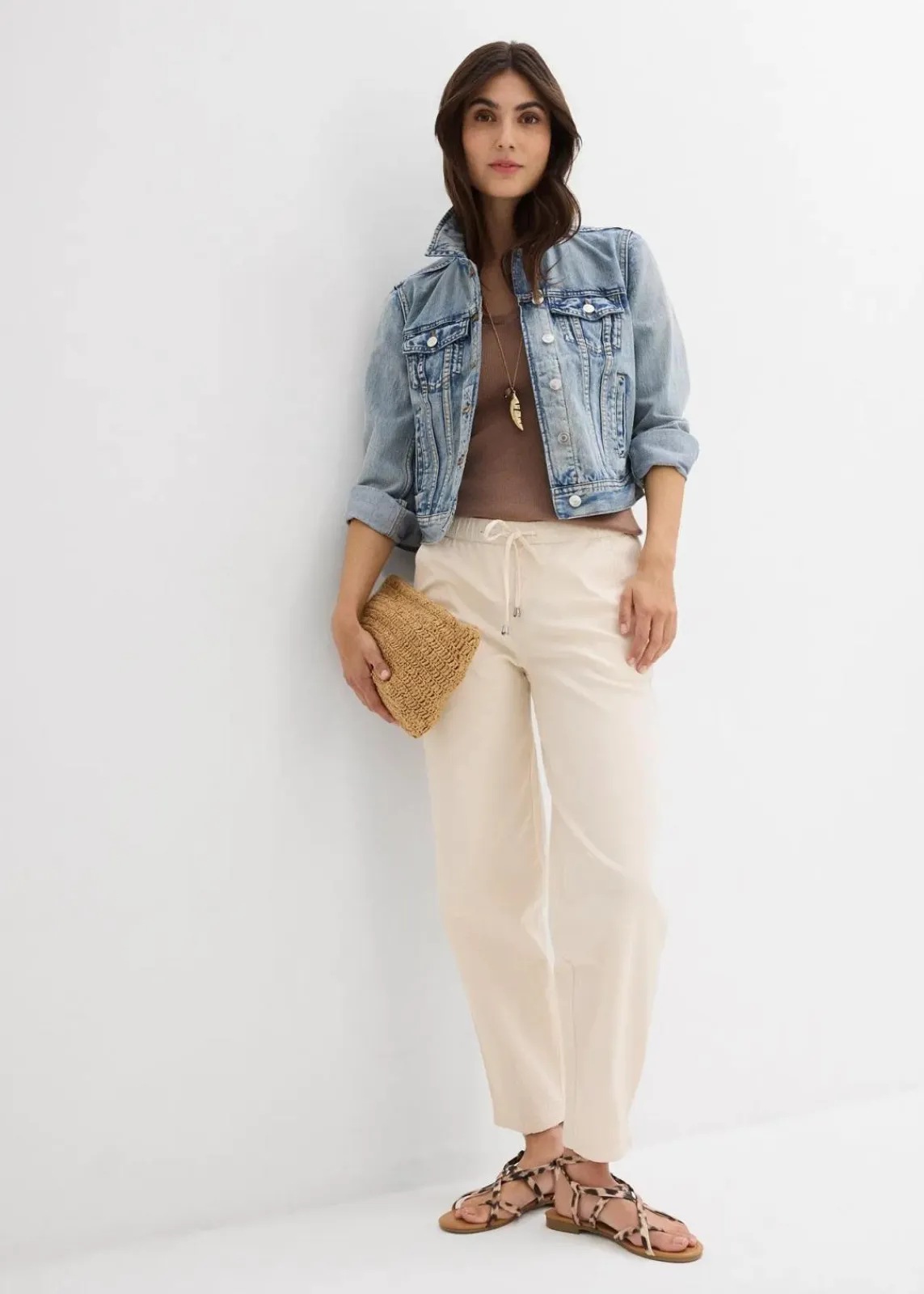bonprix Jeans|Bekleidung·Shirts & Tops^Barrel-Jeans, Mid Waist, Bequembund naturbeige