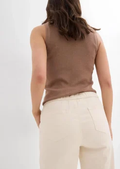 bonprix Jeans|Bekleidung·Shirts & Tops^Barrel-Jeans, Mid Waist, Bequembund naturbeige