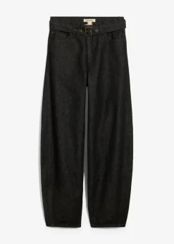 bonprix Kurzgrößen|Bekleidung·Shirts & Tops^Barrel-Jeans Mid Waist mit Gürtel dunkelgrau denim